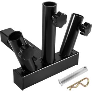 Universal Hitch Mount 4 Flag Pole Holder for Jeep SUV RV Pickup Car Truck Camper Trailer with Standard 2 inch Hitch Receivers Bracket with Anti-Wobble Screw (Black 4 Flagpoles)