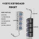2 Pcs Keyboard Fidget Toy for Adults Fidget Keyboard Clicker Toys with LED Lights Keychain Stress Relief for Anxiety Decompression (Black and White)