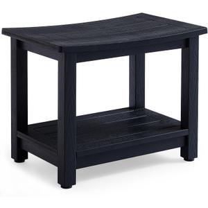 KaimuBench Heavy Duty HDPS Shower Bench Seat, Waterproof Shower Stool for Shaving Legs, Large Poly Lumber Bathroom Chair Seat with Adjustable Feet, Indoor/Outdoor Use, No Maintenance, Black