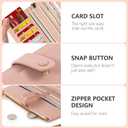 Women's Wallets - RFID Blocking Leather Bifold Clutch Credit Card Holder Long Travel Purse with Wristlet (Pink)