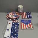 4th of July Decorations Patriotic Party Supplies Disposable Plates Napkins Cups Tablecloth and American Flag Pennant Decor for Fourth of July Independence Veterans Election Memorial Day Serve 25