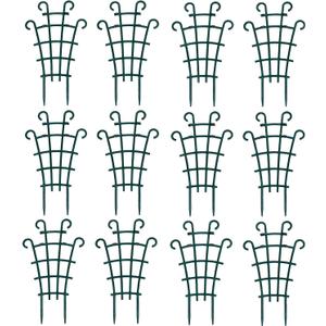 UWIOFF 12 Pack Trellis for Potted Plants, Garden Trellis for Climbing Plants Plastic Mini Climbing Plant Trellis Flower Pots Support Stackable Trellis for Climbing Plants Peas, Dark Green