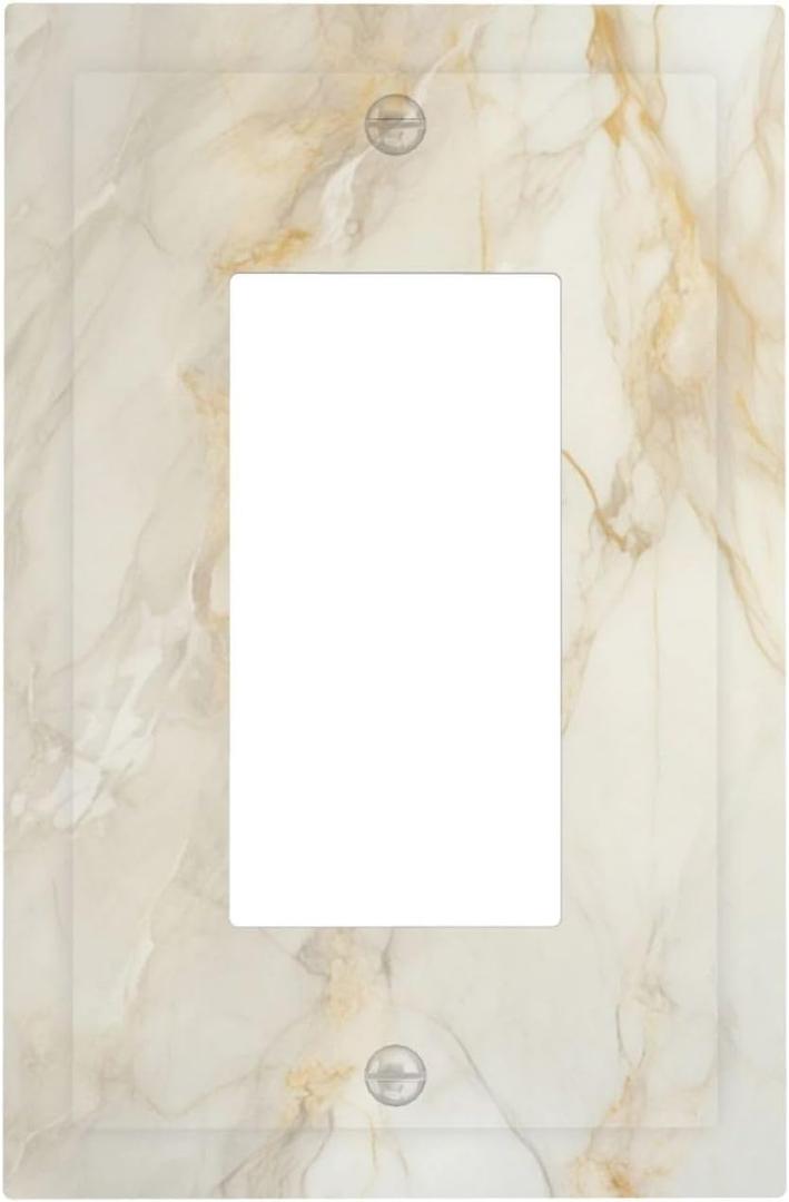 Light Switch Cover Plate Beige Gold Marble Abstraction Morden Art 1 Gang Outlet Covers Single Rocker Decorative Switch plates Electrical Wall Plates GFCI Receptacle for Kitchen Bathroom Decor