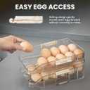 Egg Holder for Fridge Organization - 30 Slot Egg Organizer for Refrigerator with Rolling Dispenser | 2 Layers with Locking & Detachable Trays