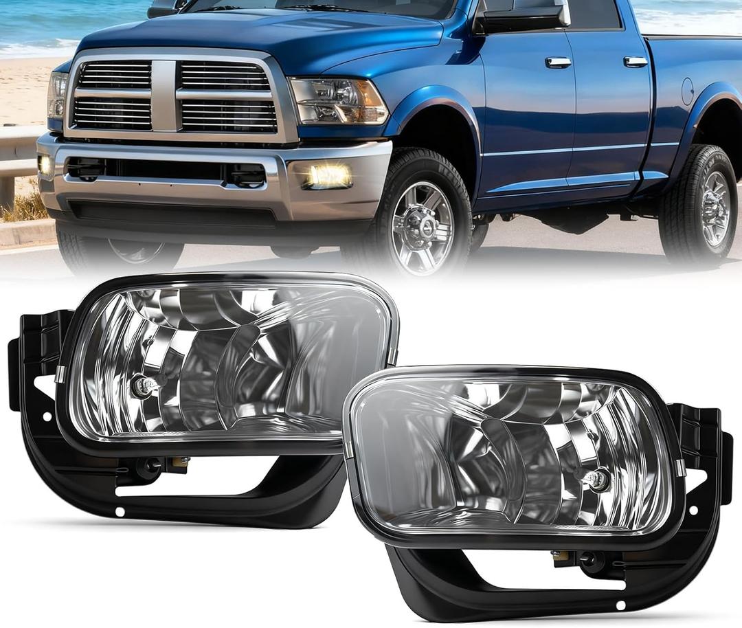 Halogen Fog Lights for 20092012 Dodge Ram 1500, 20102018 Ram 2500 & 20122018 Ram 3500  OEM Style Front Bumper Fog Lamps Replacement, Excluding Wiring Harness