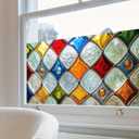 Stained Glass Window Film Home Decorative Privacy Window Film 39.317.7 Inches for Glass Door Home and Office Bedrooms PVC Static Cling Sticker