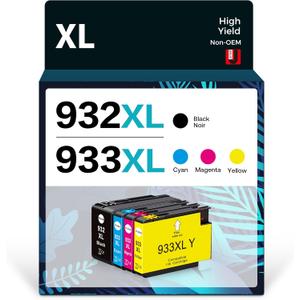 932XL 933XL Compatible Ink Cartridge Combo Pack Replacement for HP 932 933 Work for HP OfficeJet 6100 6600 6700 7110 7510 7612 7610 Printers, 4 Packs (Black, Cyan, Magenta, Yellow)