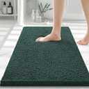 Smiry Luxury Chenille Bathroom Rugs 30x20, Extra Soft and Absorbent Shaggy Bath Mat, Machine Washable, Non-Slip Plush Carpet Runner for Tub, Shower, and Floor, Home Decor Accessories, Green