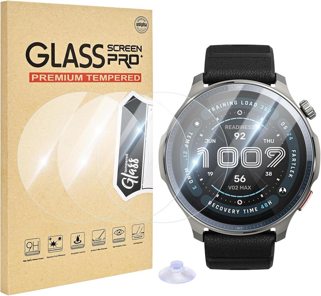 4 Pack Compatible for Amazfit Balance 2 Screen Protector Clear, 9H Hardness HD Full Cover Tempered Glass Protector for Amazfit Balance 2 47mm Watch Film, Anti-Scratch & Sensitive Touch