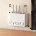 Wall Mounted Router Storage Box - No-Drill WiFi Router Organizer with Heat Dissipation Holes, Cable Management Box for Living Room, Bedroom, Study, Dorm, Apartment, White
