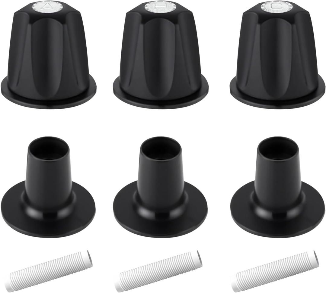 Shower Knobs Replacement Kit 3-Piece, Matte Black Hot and Cold Shower Knob Compatible with Price Pfister Verve Bathtub Tub Faucet Handle Remodel Trim Kit