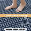 2 x MIULEE Set of 2 Waffle Bathroom Rugs, Boho Bath Rugs Non Slip Washable, Super Absorbent Bath Mats, Ultra Soft Rubber Backed Shower Mats for Bathroom Floor, Tub, Blue, 17"x24"+18"x30"