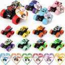 12 Set Valentines Day Die Cast Racing Cars Gift Cards for Students, Friction Powered Trucks Toys, Pull Back Cars Vehicles Truck Playset for Valentine's School Classroom Exchange Gifts Party Favor