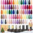 ROSALIND 30pcs Gel Nail Polish Set, 26 Colors Gel Polish with 3Pcs Glossy Matte Glitter Top Coat and Base Coat All Seasons Nude Blue Red Gel Nails art Kit DIY Salon at Home (Multi-Colored 02)