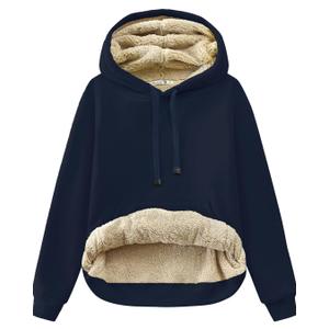 Gesean Women's Sherpa Lined Cotton Pullover Sweatshirts Fleece Hoodies Kangaroo Hooded Pocket for Women size XL