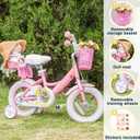 Glerc Maggie Girls Bike, 12-20 Inch Kids Bike for 2-13 Years Old Children, Princess Style Kids Bicycle with Doll-Seat & Basket & Training Wheels, Multiple Colors