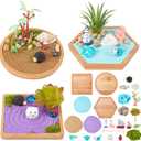 WEBEEDY Japanese Miniature Zen Garden Kit Miniature Ocean Beach Sandbox Decorations Mini Zen Garden Accessories for Christmas Home Office Desktop Decor Gift,Diameter 4/4.2/4.4"(10/10.5/11cm)