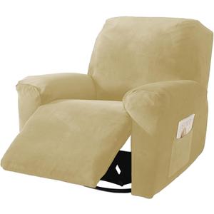 NORTHERN BROTHERS Recliner Chair Covers, Stretchy Recliner Couch Covers, Lazy Boy Velvet Chair Covers, Sofa Cover (Beige, XL 1 Seat)