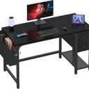 Lufeiya Gaming Desk with Fabric Drawers, 47 Inch Computer Desk for Home Office, Modern Simple Study Writing Table PC Desks for Bedroom, Black