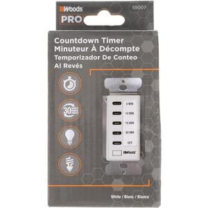 Woods 59007WD In-Wall 30-Minute Decora Digital Countdown Timer;White