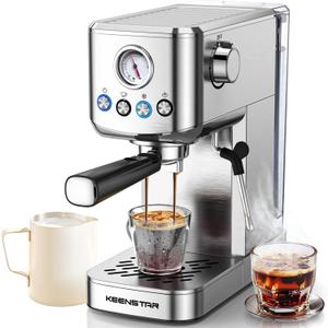 Espresso Machine, 20 Bar Cold Brew Espresso Maker with Milk Frother Steam Wand, Latte Machine for Cappuccino, Latte, Gifts for Your Lover (Silver)