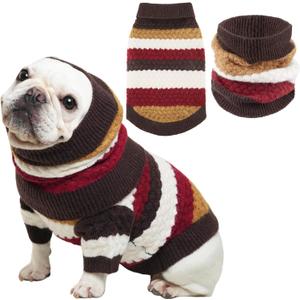 2 Pcs Scarf and Sweater Set for Dogs & Owners, Soft & Warm Dog Ear Protection, Cozy Dog Earmuffs Anxiety Reducing, Fashionable Winter Scarf for Small/Medium/Large Dogs and Humans, Brown