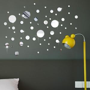 32 Pcs Acrylic Mirror Wall Stickers, Removable Wall Decal Mirror Set, Sofa TV Background Decor (Silver)