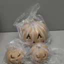 3 Pcs Large Halloween Light up Pumpkin Fall Home Decorations Plastic Terracotta Pumpkins 5''- 9'' Jack O' Lantern Outdoor Indoor Battery Operated Lighted Pumpkin with Spooky Face