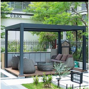 PURPLE LEAF Caesar Outdoor Louvered Pergola Patio Sun Shade Shelter with Adjustable Hardtop Patio Pergola Grey, 190x30x17 CM