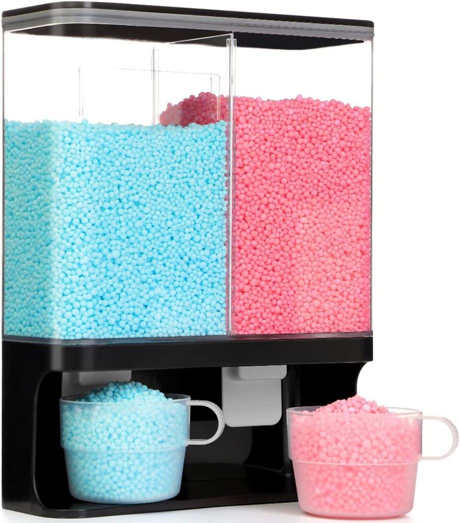 Conworld Laundry Detergent Dispenser, Wall-Mounted Scent Booster Beads Dispenser for Laundry Organizer, Laundry Beads Container, Rice Dispenser, Black (2 Grid)