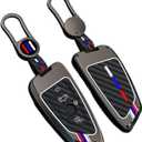 Carbon Fiber Key Fob Cover Case Metal Shell Cover Compatible for BMW 5 6 7 Series X1 X2 X3 X5 X6 X7 (Gunmetal
