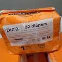 Pura Hypoallergenic Diapers, Size 1 (4-11 lbs), Monthly Pack, Totally Chlorine Free, Wetness Indicator, Suitable for Sensitive Skin, Soft Cotton Comfort, Overnight, 6 Packs of 32 (192 Baby Diapers)