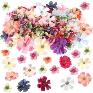 Geosar 120 Pcs Small Flowers for Crafts Mini Faux Flowers Artificial Silk Fabric Floral Arrangement Decor for DIY Wreath Bouquets Wedding Baby in Bloom Baby Shower Home Decor(Multicolor,Classic Style)