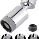 Hygie Rinse 3 Mode Aerator, Kitchen Sink Sprayer Attachment 360 Swivel Bathroom Extender, With 55/64 Inch Female Thread, Included 15/16 Inch Male Faucet Adapter, Chrome