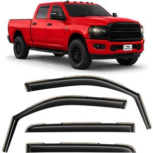 in-Channel Extra Durable Rain Guards for Dodge RAM 2500 & 3500 Trucks (New Body Style) 2019–2026 Crew Cab, Window Deflectors, Vent Window Visors, 4-Piece Set – 220010v