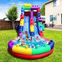 Inflatable Water Slide with Splash Pool & Spray Feature – Durable, Easy Setup, Fast Drainage, Summer Outdoor Water Park Fun (with Blower) 22.47"L x 9.84"W x 10.83"H