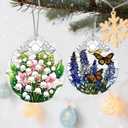 2 x Stained Glass Ornament, Christmas Ornaments, Christmas Decorations for Tree, Holiday Ornament, Gifts for Flower Lovers, Holiday Party Gifts, Gift Ideas & Xmas Gift - Lily of The Valley