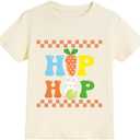 Boys Easter T-Shirt Beige Cotton Short Sleeve Graphic Tee Cool Cartoon Rabbit Kids Toddler Hip Hop Bunny Outfit Size 9Y