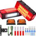 Nilight 2PCS Rectangular LED Trailer Light Kit with Halo Glow Submersible LED Stop Turn Tail Side Marker Clearance License Light for 12V Trailer Boat Camper RV Trucks Snowmobile (TL-40)