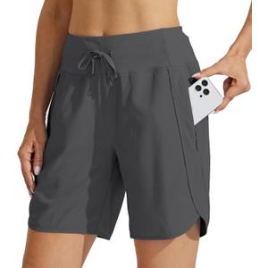 Willit Women's 7" Athletic Running Shorts Long Workout Hiking Shorts Quick Dry High Waisted Active Zipper Pocket (Large, Dark Grey) Willit Women's 7" Athletic Running Shorts Long Workout Hiking Shorts Quick Dry High Waisted Active Zipper Pocket (Large, Dark Grey)