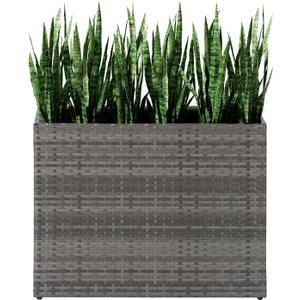 LEWIS&WAYNE Tall Planters for Outdoor Plants Handmade Wicker Large Rectangular Block Planter Box with Removable Liners Modern Planter for Indoor Outdoor Patio Deck - Gray