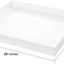 White Rectangular 18x20 Inches Acrylic Ottoman Tray Decorative Serving Tray with Cutout Handles Organizer Tray on Coffee Table Countertop Big Breakfast Bed Tray Living Room Appetizer Serving Food