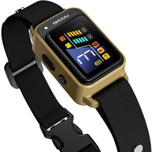 Dog Bark Collar,Rechargeable Smart Barking Collar, Anti Bark Training Collar with Adjustable Sensitivity Beep Vibration Shock, Bark Shock Collar for Small Large Medium Dogs (Khaki)