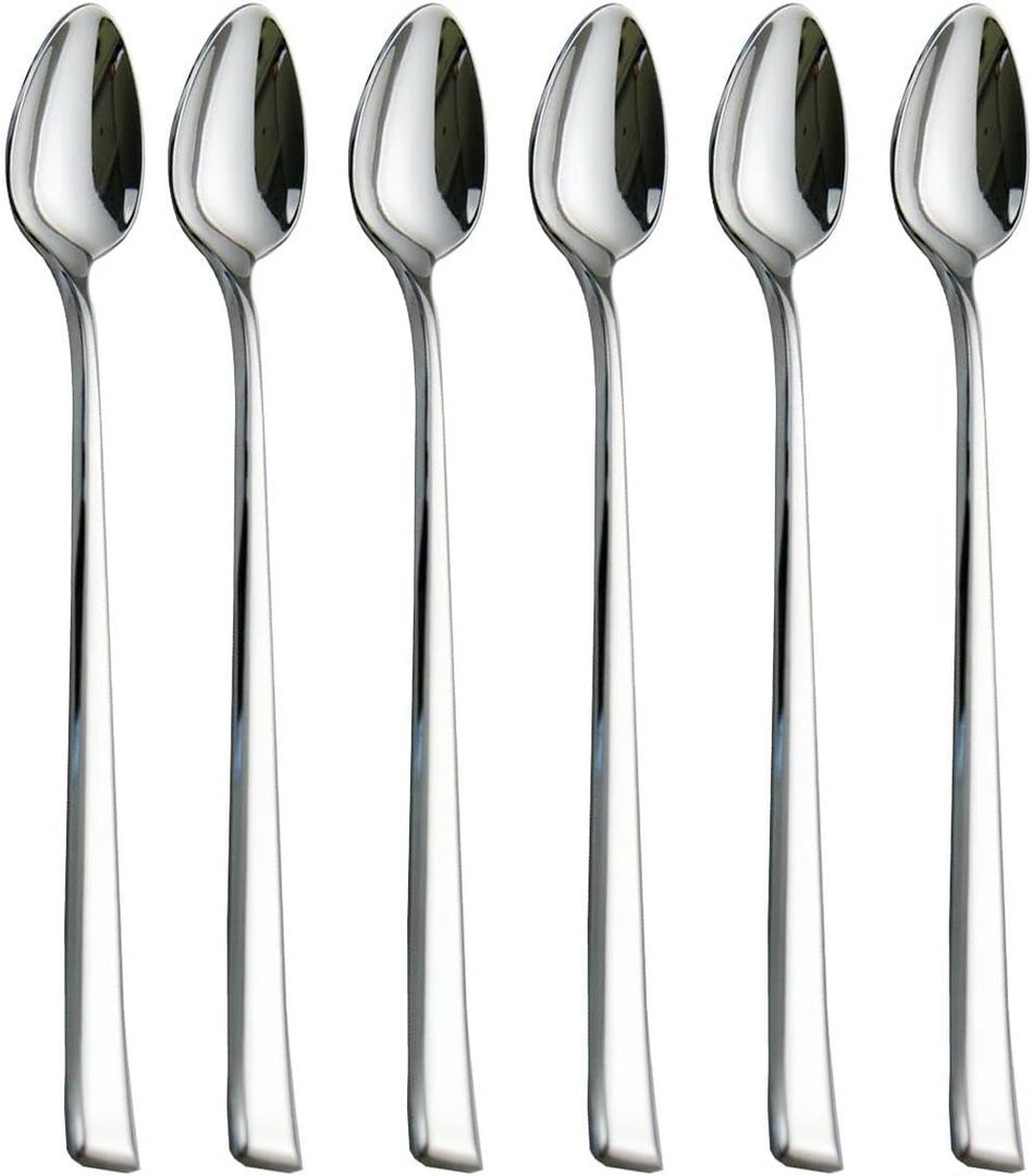 Iced Tea Spoons, Mixing Spoons,18/10 Stainless Steel Stirring Spoon, set of 6 Pieces-7.9 Inch