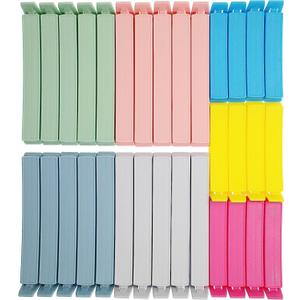32 PCS Plastic Chip Clips for Food Packages, Curved Design Sealing Bag Clips for Food, Kitchen and Home, 2 Sizes (4.3inch x 20, 3.1inch x 12)
