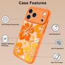Magnetic for iPhone 17 Pro Max Case, Compatible with MagSafe, Cute Flower Hibiscus Design for Women Girls, Soft TPU and PC Back, Full Camera Protection Shockproof Cover, Orange Hibiscus