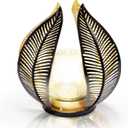 HPC Decor Solar Light Outdoor Garden, Crackle Globe Glass,Metal Palm Leaf Solar Light for Outside, Pathway Lights Waterproof LED Outdoor for Patio,Yard,Porch Decor,Gardening Gifts for Women/Mom. (Black)