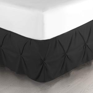 Nestl Pinch Pleat Twin Bed Skirt - 14" Drop, Premium Microfiber Black Bedskirt