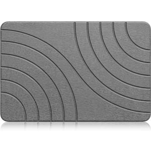 Stone Bath Mat Quick Dry Diatomaceous Earth Stone Shower Mat Water Absorbing Diatomite Stone Bath Mats for Bathroom Drying Mat Non-Slip Large Stone Bathmat Odorless(23.6"15.4" Grey)