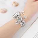 Stylish Wristband Compatible with Apple Watch Bands 38mm 40mm 41mm 42mm 44mm 45mm 49mm 46mm,Replacement Strap with Unique Pendants for iWatch Series 11 10 9 8 7 6 5 4 3 2 SE Ultra Metal Chain Charms Women (Silver+Silver Leather)